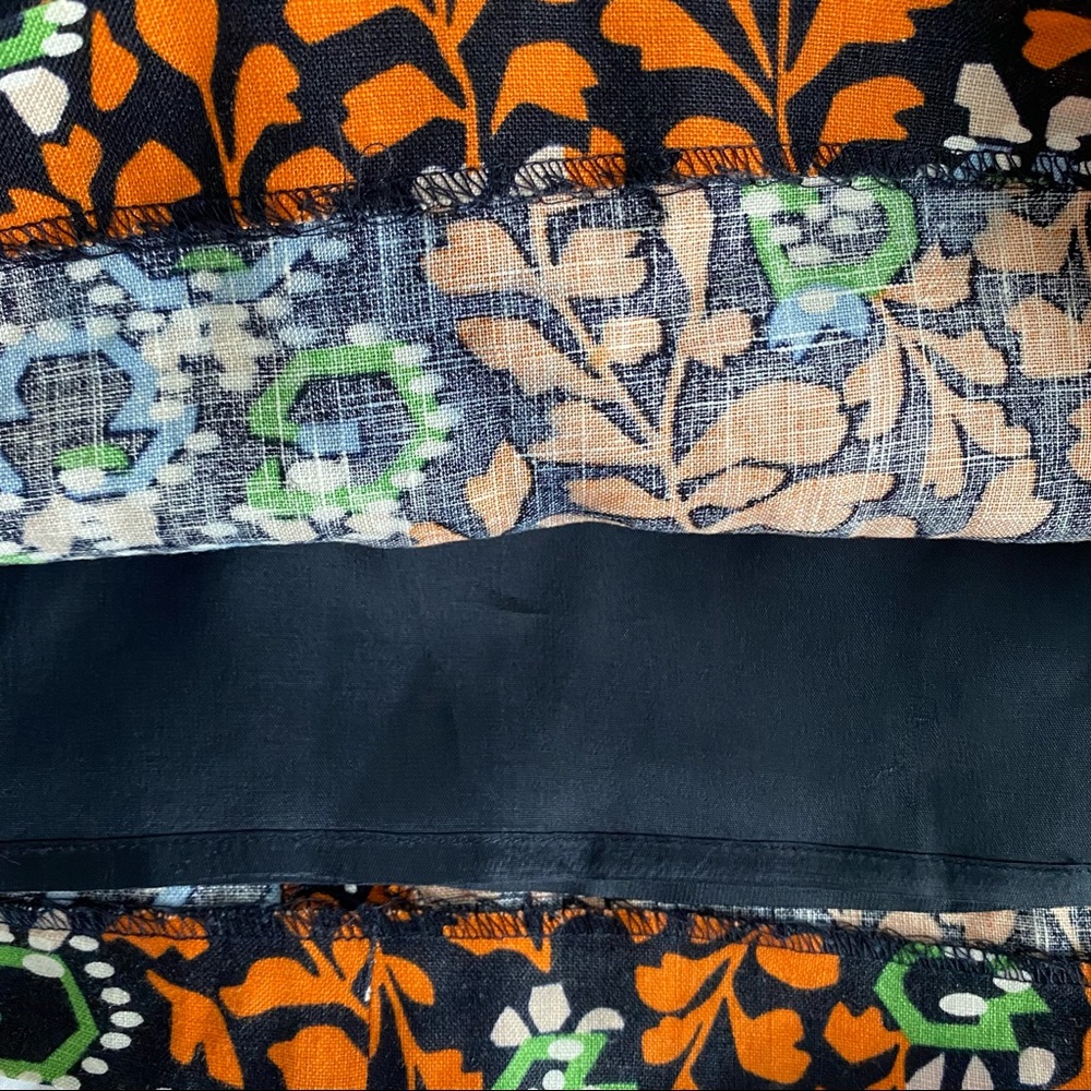 Tory Burch Orange Floral Sleeveless Mini Dress with Black Waistband - Picture 7 of 10